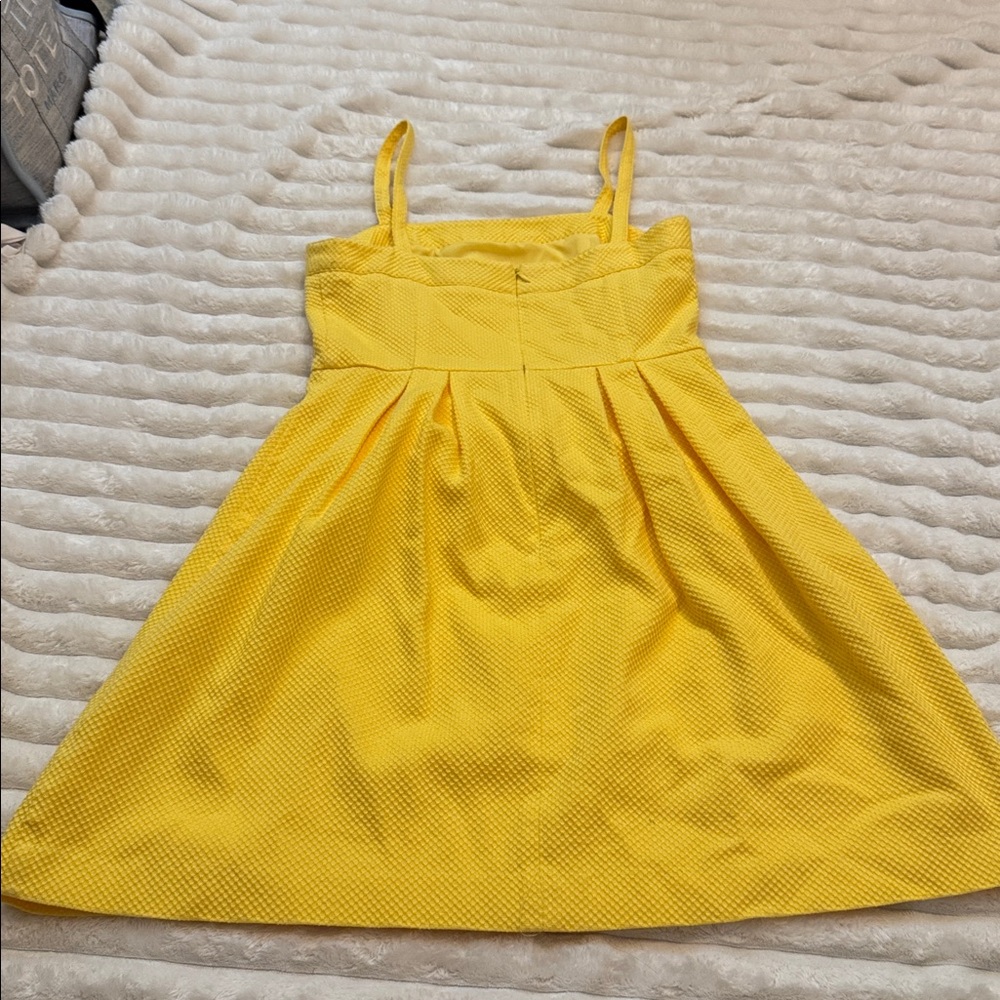 LOFT WOMENS Yellow Textured Spaghetti-Strap Sundress - Picture 2 of 3
